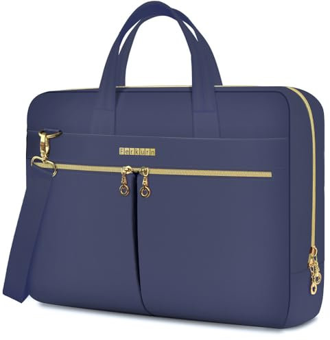 Ferkurn Laptop Bag Case for Women Men Briefcase Messenger Computer Bag with Shoulder Compatible with Macbook Pro/Air, HP Pavilion, XPS, Ideapad, ASUS, Acer, Samsung, Blue, 15 15.6 16 Inch