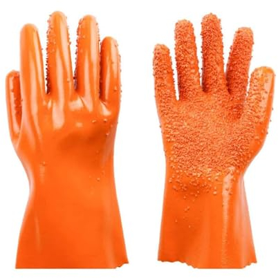 Kitchen Peeling Gloves for Vegetable and Fruit, Household Potato Cleaning Peeling Gloves (Orange)
