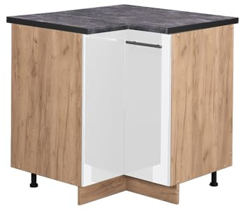 Vicco Eckunterschrank Fame-Line, Weiß Hochglanz, 80.5 cm