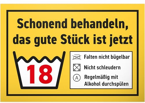 DankeDir! Schonend behandeln - 30 x 20 cm Kunststoff Schild - Geburtstagsgeschenk 18. Geburtstag 18 Jahre 18er Geschenk - Geschenkidee Volljährig Geburtstagsdeko Geburtstagskarte Partydeko