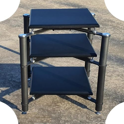 Carbon Steel Power Amplifier Cabinet HiFi Stand Media Storage Record Player Stand 3 Tier Audio Stand Height Adjustable 7.8/9.8/11.8inch