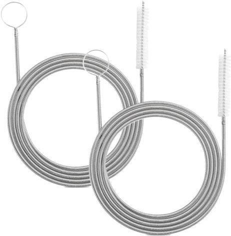 Pipe Cleaner Brush, 2 PCS Shower Drain Unblocker Tools, Sink Drain Cleaners and Unblockers, Flexible Feeding Tube Cleaning Brush, For Pipeline unclogging and cleaning, Silver, 1.5 M
