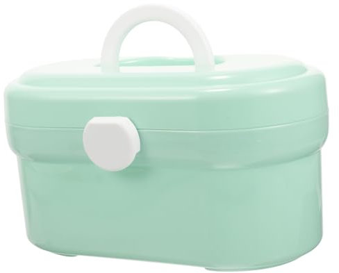 minkissy Multifunktions-medizinschrank Tragbar Doppellagige Medikamentenbox Zur Aufbewahrung Zu Hause Aus Kunststoff Grün Kompakt Und Großes Fassungsvermögen