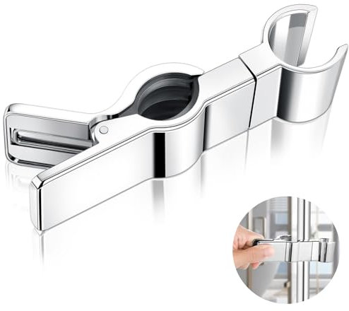 AiQInu Support Douchette Universel, Support Pommeau de Douche diamètre Réglable 22-25 mm, Shower Head Holder Pivotant à 45°, Support de Pommeau Douchette pour Salle de Bain
