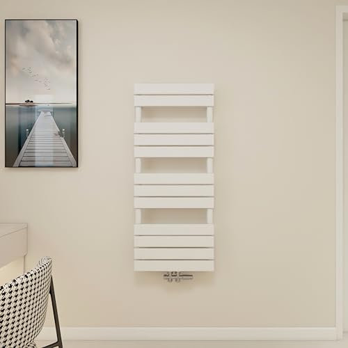 Radiateur eau chaude blanc vertical classique basse température avec tubes panneaux en acier chauffage central H.120 x L.50 cm