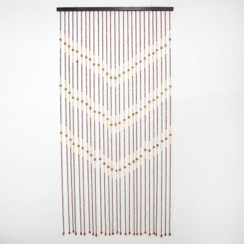 CHZIMADE Beaded Door Curtain Bamboo Wooden Fly Curtain Screen 27 Lines String Bead Curtain for Doorway 175x90CM