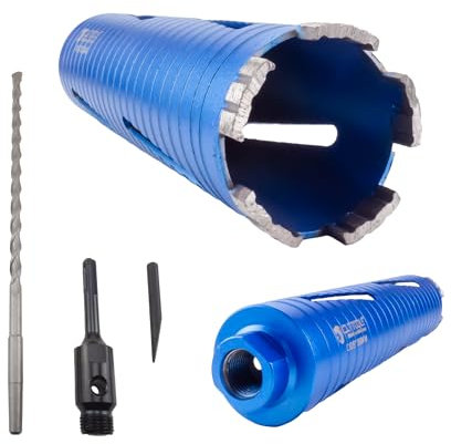 CUTTOOLS ½ BSP 260mm Helix Diamond Core Drill Bit with SDS Drill bit set, 10 mm height Diamond tipped Diamond Hole Saw Cutter for Concrete Masonry Brick Wall Stone (82mm x 260 mm Core Drill Set)