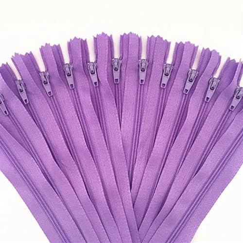 UALXPAO Cerniera Lampo Artigiano di fogna su Misura con Cerniera in Nylon da 10 Pezzi(Light Purple,55cm)