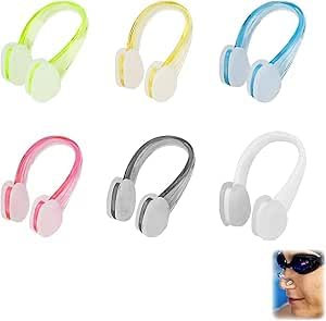 Hawfund Lot de 6 pince-nez de natation en silicone, réutilisables, avec boîte de rangement, idéal pour la natation et la plongée, convient aux enfants et aux adultes, utilisation universelle