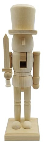 DRHTDXEJ Unlackierte Nussknacker aus Holz, zum Bemalen von Nussknackern, Figuren, Weihnachtskönig, Soldaten, unlackiert, Puppendekoration, Ornament