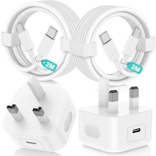2Pack USB C Charger for iPhone 16 17 15 Pro Max,[Apple MFi Certified]20W Fast Charger Plug with USB C to Type C Cable 2M/2M for iPhone 17 Air/16 15 Plus/17 16 15 Pro//iPad Pro/Air,UK Wall Power Adapte
