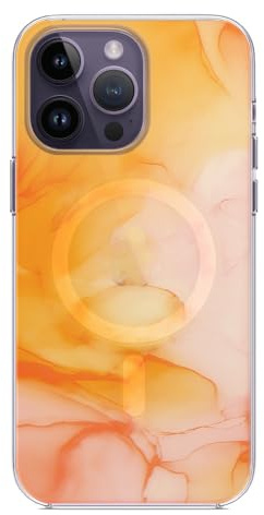 Yhsvie Magnetic Mobile Phone Case for iPhone 11, Ultra Thin Case, Compatible with MagSafe Gradient Watercolour Case, Aesthetic Girls' Protective Case, Scratch-Resistant, Shockproof TPU Cover - Orange