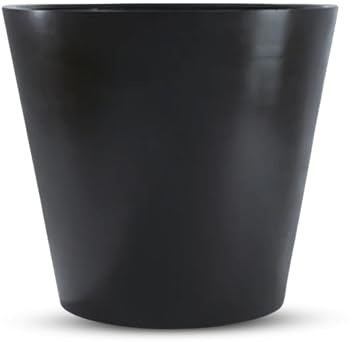 amei Der Runde Pflanzkübel rund Outdoor, Schwarz, ø 60 cm, h 49 cm | Stonefiber, handgefertigt, UV-beständig, frostfest bis -30 °C, Blumenkübel für Balkon, Terrasse & Garten
