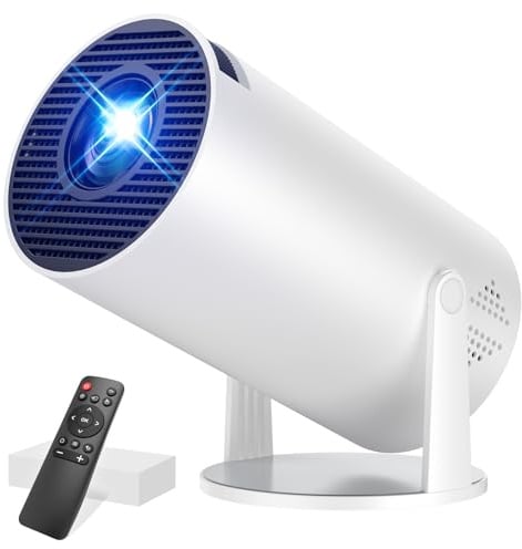 Mini Beamer Unterstützt 4K 1080P, Projektor Tragbarer mit WiFi 6 und Bluetooth 5.4 Beamer Klein 270° Drehen Auto Keystone Android 13.0 Kompatibel mit HDMI/TV Stick/Laptop/Memory Stick