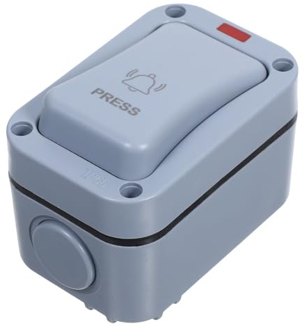 OSALADI Waterproof Outdoor Doorbell Lighted Switch with Robust Abs Material, Rectangular Wall Mounted Push Button for School and Humid Areas, Suitable for Gate Opener Access Control