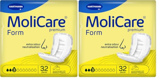 Molicare Premium Form 3 Tropfen, für leichte Inkontinenz: maximale Sicherheit, extra Auslaufschutz und Diskretion für Frauen und Männer, zu verwenden mit MoliCare Premium Fixpants, 32 Stück
