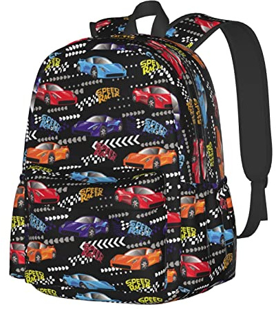 Racing Car Backpack 16 Inches Lightweight Travel Laptop Backpack