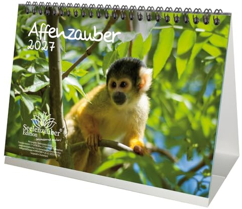 Affenzauber DIN A5 Tischkalender für 2027 Affen - Seelenzauber
