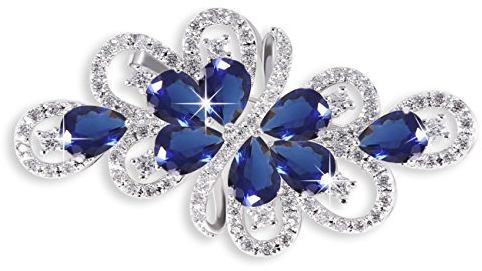 Hasnsofie Broche Femme Argent 925 avec Zircone Cubique Bleu en Forme de Goutte d'eau - Épingle Bijou pour Femme Fille Enfant - Convient Pull Manteau Costume - Cadeau Anniversaire