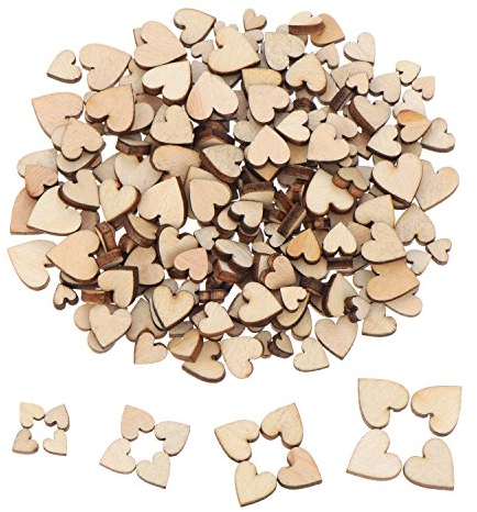 200 Stück Mini Wooden Hearts Mixed Holz Herz Verschönerungen für Hochzeit Handwerk Herstellung DIY