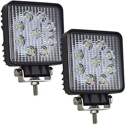 AUXTINGS 2 Stück 10,2 cm 27W Flutlicht LED Arbeitsscheinwerfer Off-Road LKW SUV Fahren Nebelscheinwerfer quadratisch,DC 12V 24V
