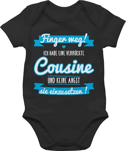 Shirtracer - Baby Body Kurzarm - Sprüche - Ich habe eine verrückte Cousine blau