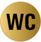 Schild WC Text Ø 75 mm Toilettenschild Aluminium matt-gold eloxiert Nr.39004-M