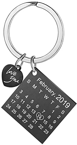 Personnalisé Personnalisé Gravé Calendrier Date Gravé Message En Acier Inoxydable Porte-clés & Porte-clés Souvenir Souvenir Anniversaire Cadeau De Mariage (Heart Black)