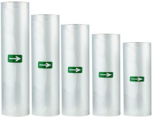 MKISHINE 5 Rolls Vacuum Food Sealer Rolls,bags for vacuum sealing,sous vide bags allow you to cut a bag to the size you want, 5 different sizes
