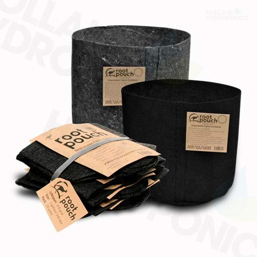 Root Pouch Reusable Fabric Rhizo Plant Flower Pots Black - 3.8L, 8L, 12L,16L,22L,30L X 5 (8L x 5)