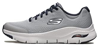 Skechers Arch FIT, Zapatillas Hombre, Gray Textile Synthetic Azul Marino Trim, 43 EU