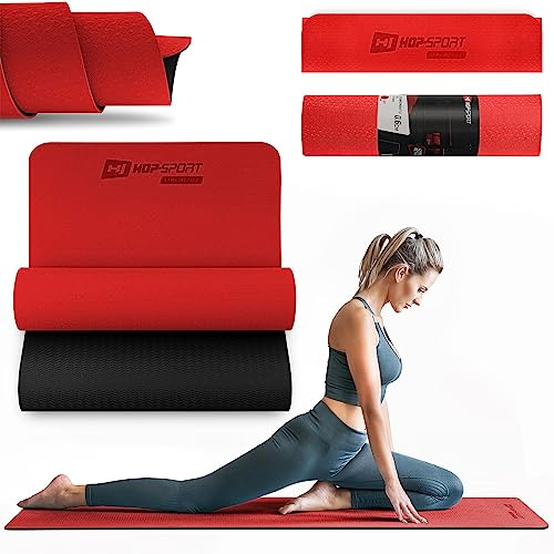 Hop-Sport Yogamatte HS-T006GM Gymnastikmatte Bodenmatte Pilates 183 x 61 x 0,6 cm rutschfest & Faltbar (rot)