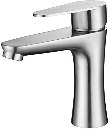 Miscelatore da Bagno, Moderno Miscelatore per Lavabo Cromato, Monocomando Monoblocco in Ottone Massiccio Miscelatore A Freddo Caldo per Lavabo E Lavandino del Bagno