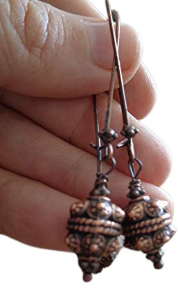 ✿ KUPFER TRIBAL KUGELN - ROBUST AN LANGEN KIDNEY HAKEN ✿ wunderschöne Tribal Ohrringe