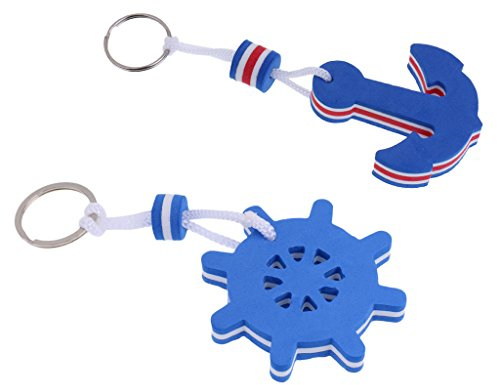 freneci 2X Porte-clés Bateau Flottant -Marine / Eau / Porte-clés-Ancre et Gouvernail