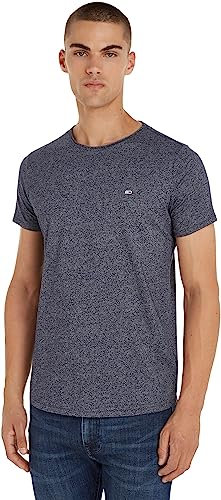 Tommy Jeans Homme Tjm Xslim Jaspe Neck Ext Dm0dm09586 Hauts En Tricot À Manches Courtes, Bleu (Twilight Navy), L EU
