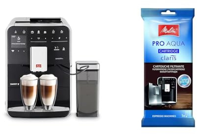Melitta Caffeo Barista TS Smart F850-102, Kaffeevollautomat mit Milchbehälter, Schwarz & 192830 Filterpatrone für Kaffeevollautomaten | Pro Aqua | Vorbeugung von Verkalkung | 1 Patrone