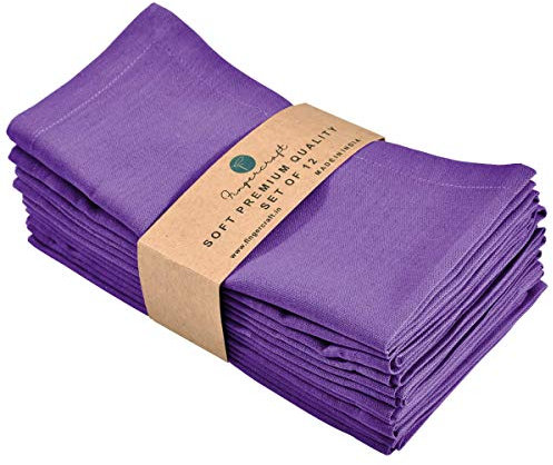 FINGERCRAFT Dinner Stoffservietten aus Baumwoll-Leinen-Mischgewebe, 12er-Pack Osterspezial, Premium-Qualität, Servietten mit auf Gehrung geschnittenen Ecken sind vorgeschrumpft (lila)