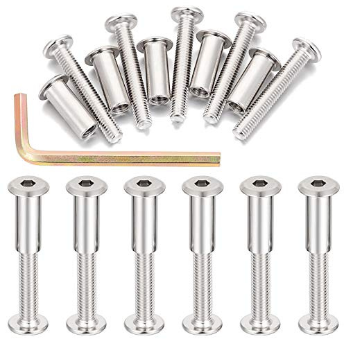 40 Sets Silver Furniture Connector Bolts M6x40mm Binding Screws for Wood