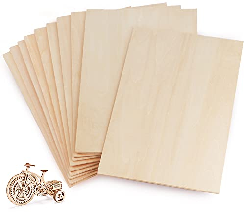10Pcs Plywood Sheets, 300 x 200 x 1.6mm Unfinished Basswood Sheets Board for Woodcraft Model, Crafts, Painting, Engraving, Stenciling, Home Decor