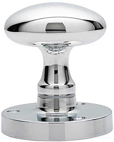 Pair - Large Oval Mortice Door Knob - 61mm Diameter -Polished Chrome Door Handle | Traditional Interior Door Mortice Knob - Lock or Latch Mechanism Inset into Door - Sprung Turn Handle