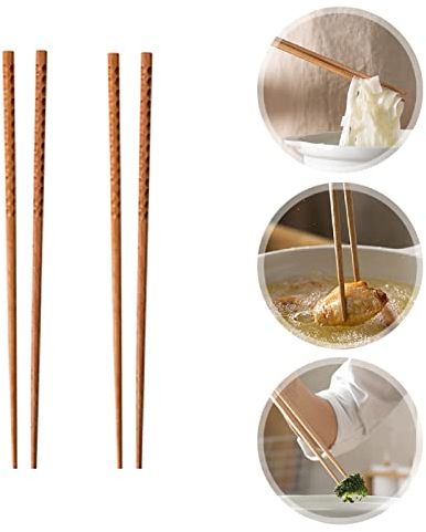 Lot de 2 paires de baguettes de cuisine en bois extra longues réutilisables pour frire dans une casserole chaude (taille : 33 cm)