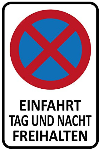 Metall Schild 20x30cm Einfahrt Tag und Nacht freihalten Sprüche Blechschild