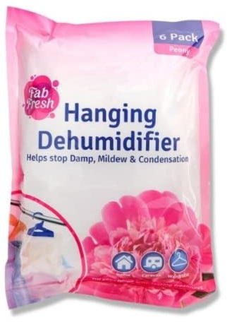 FabFinds 6Pack Hanging Dehumidifier Reduces Condensation Moisture Damp Mould in Home Office Caravan Garage (Peony Scented, 12 Pack)