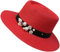 YiyiLai Panama Femme en Paille Chapeau de Soleil Ruban de Perles Plage Mariage Voyage Léger Rouge