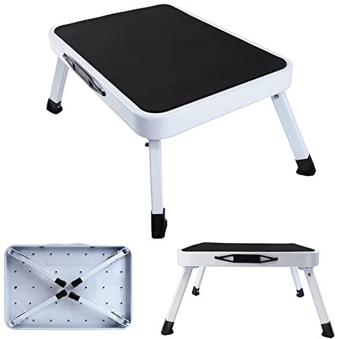 Wohnwagen Trittstufe Klappbar - Belastbar bis 150 kg - Camping Klapptritt mit Rutschfester Oberfläche - Tritthocker für Kinder - Einstufige Leite