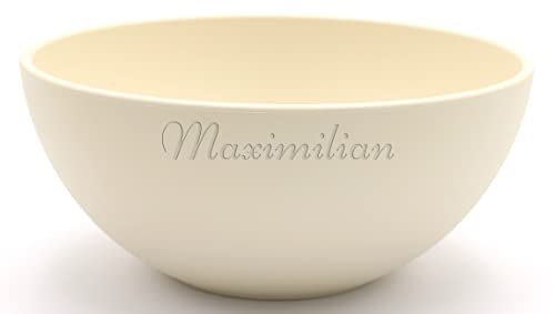 Magu Müslischüssel mit Namen 16cm personalisiert Biopolymer | Osternest Bio Kunststoff 100% Erdölfrei Schüssel - Individuelle Namensgravur 135062 weiß