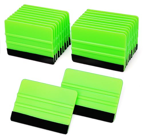 Umaki 20 Stück Auto-Abzieher aus Kunststoff, 10,3 x 7,5 cm, Filzkante, Applikator, Grün