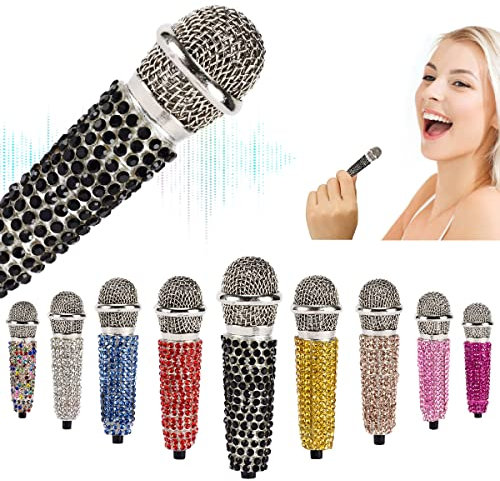 Mini microphone portable Asmr, micro de téléphone, mini microphone de karaoké pour enregistrement vocal, conversations et chants sur iPhone, Android, ordinateur portable, ordinateur portable (Noir)