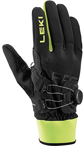 LEKI PRC Boa Shark Handschuhe, Black-neon Yellow, EU 9,5
